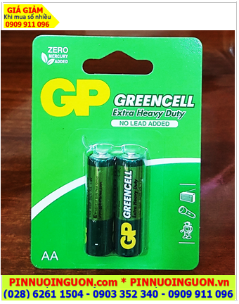 GP GreenCell 15G-2U2 /R6, Pin tiểu AA 1.5v GP GreenCell 15G-2U2 Extra Heavy Duty /Loại Vỉ 02viên